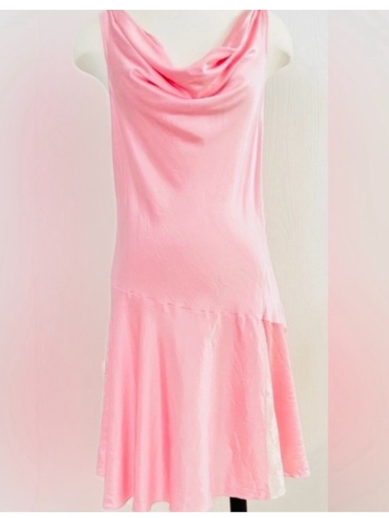 LoveShackFancy Dresses & Skirts - LoveShackFancy Lionel Pink Cowl Neck lace-trimmed silk Mini Dress Size 14